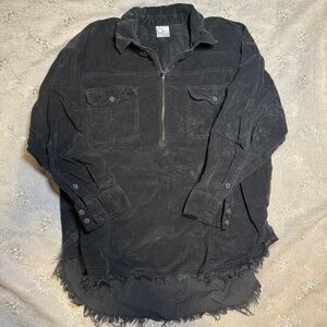Offline by Aerie Black Corduroy 1/4 Zip Pullover - Size Medium